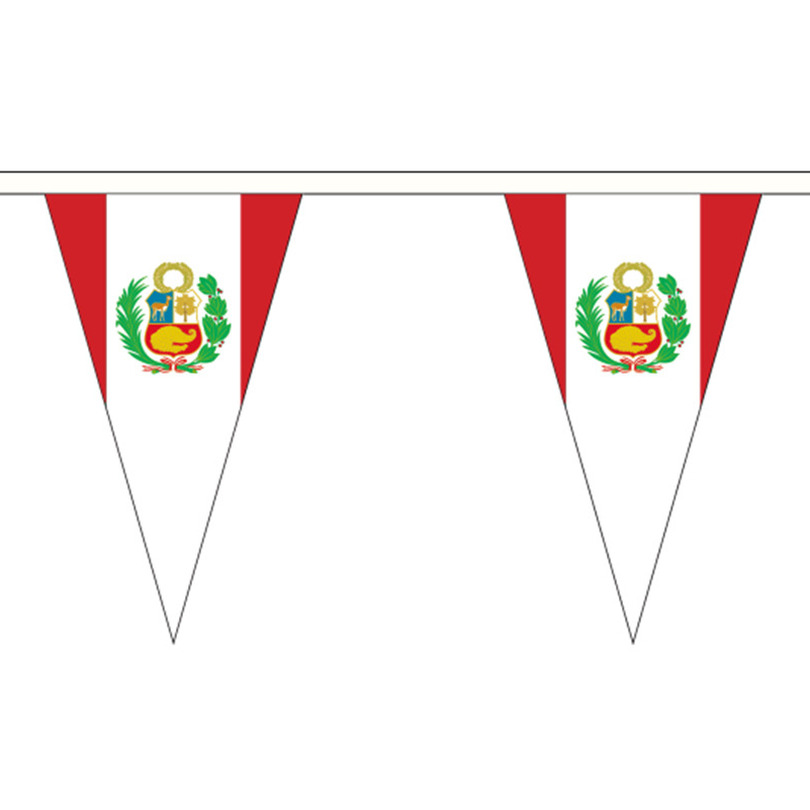 Peru landen puntvlaggetjes vlaggenlijn - 500 cm - slinger / vlaggenlijn - landen versiering