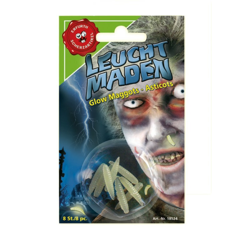 8x stuks Glow in the dark maden voor Halloween