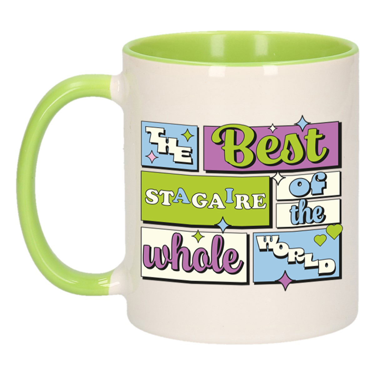 Cadeau koffie/thee mok - de beste stagiair - van de wereld - groen - 300 ml - keramiek
