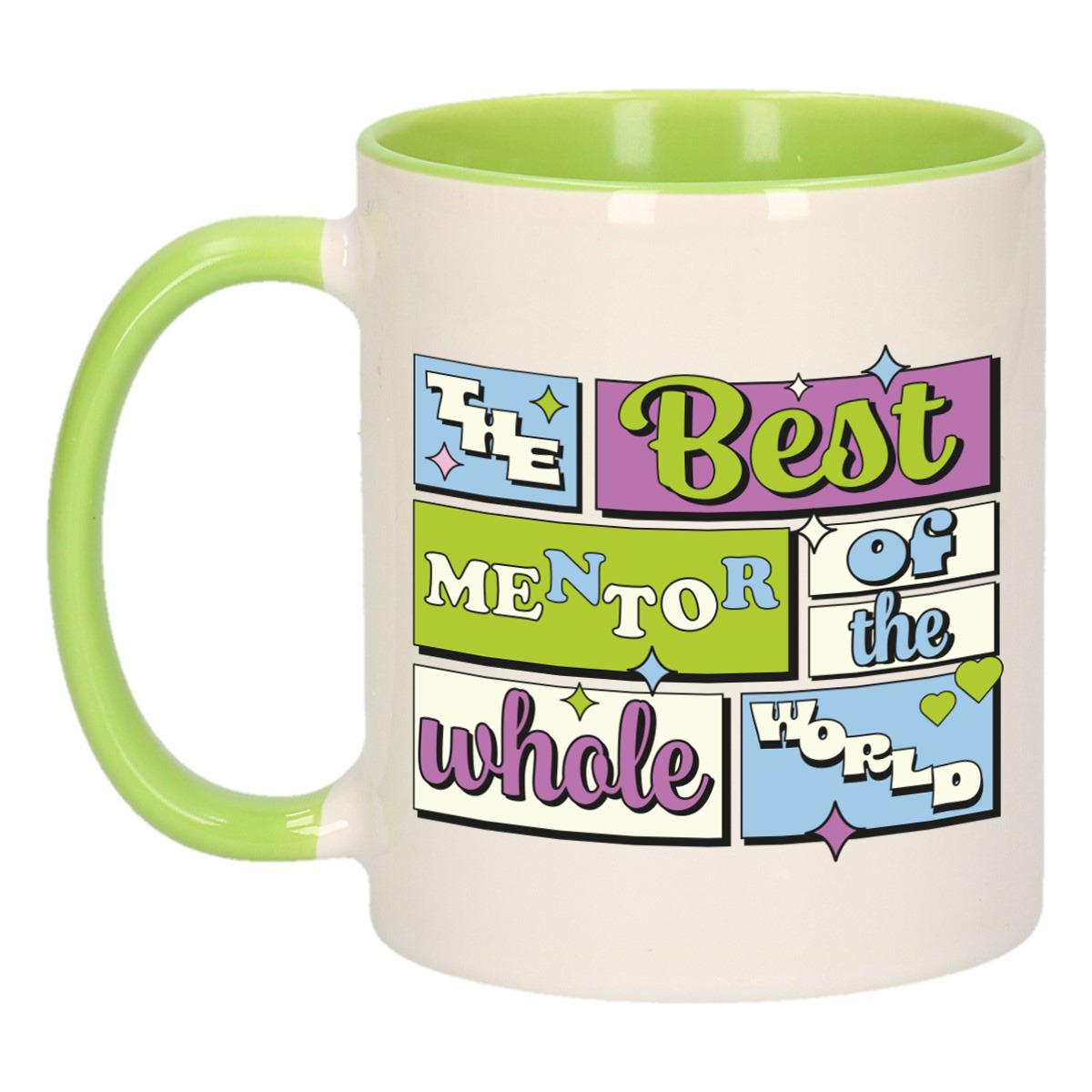 Cadeau koffie/thee mok - de beste mentor - van de wereld - groen - 300 ml - keramiek