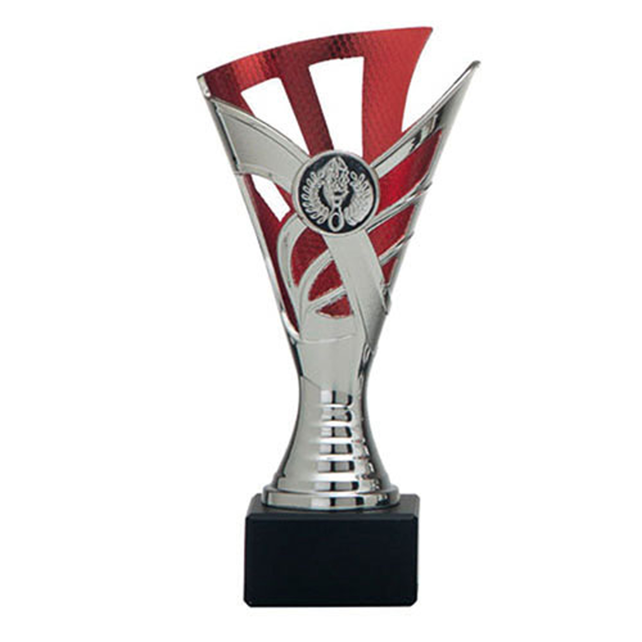 Luxe trofee/prijs beker - zilver/rood - kunststof - 18