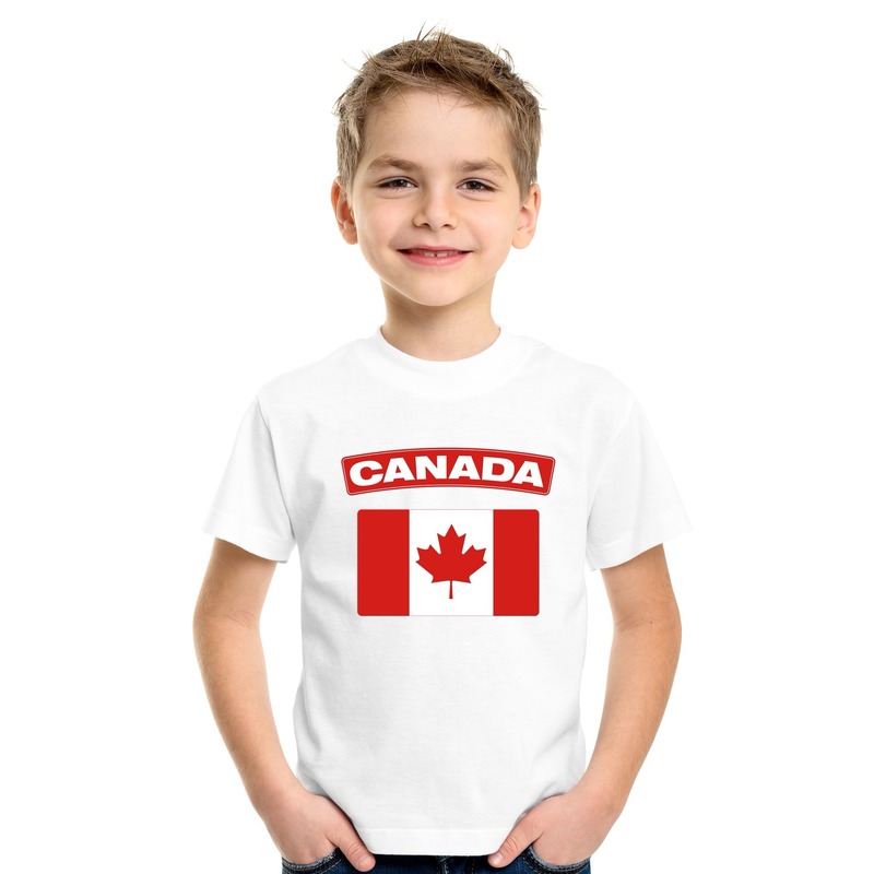 T-shirt met Canadese vlag wit kinderen