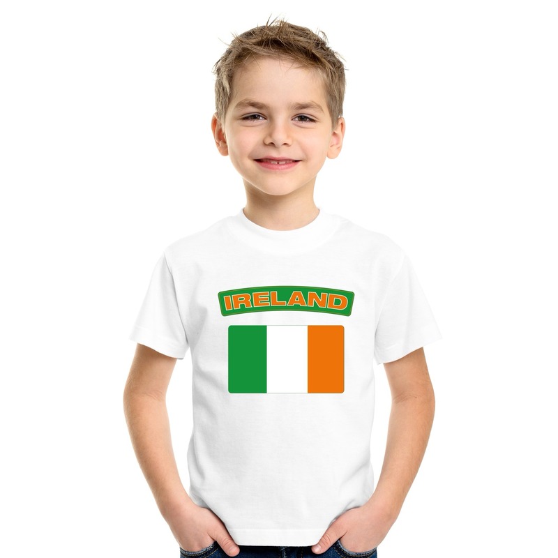 T-shirt met Ierse vlag wit kinderen