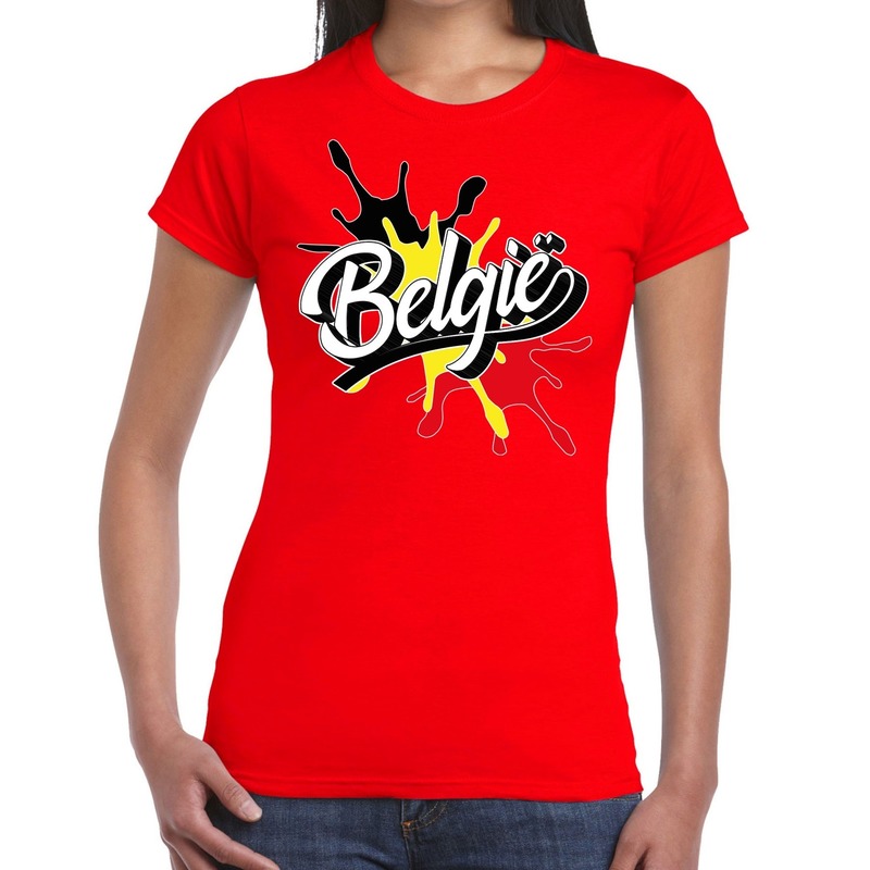 Belgie t-shirt spetter rood voor dames