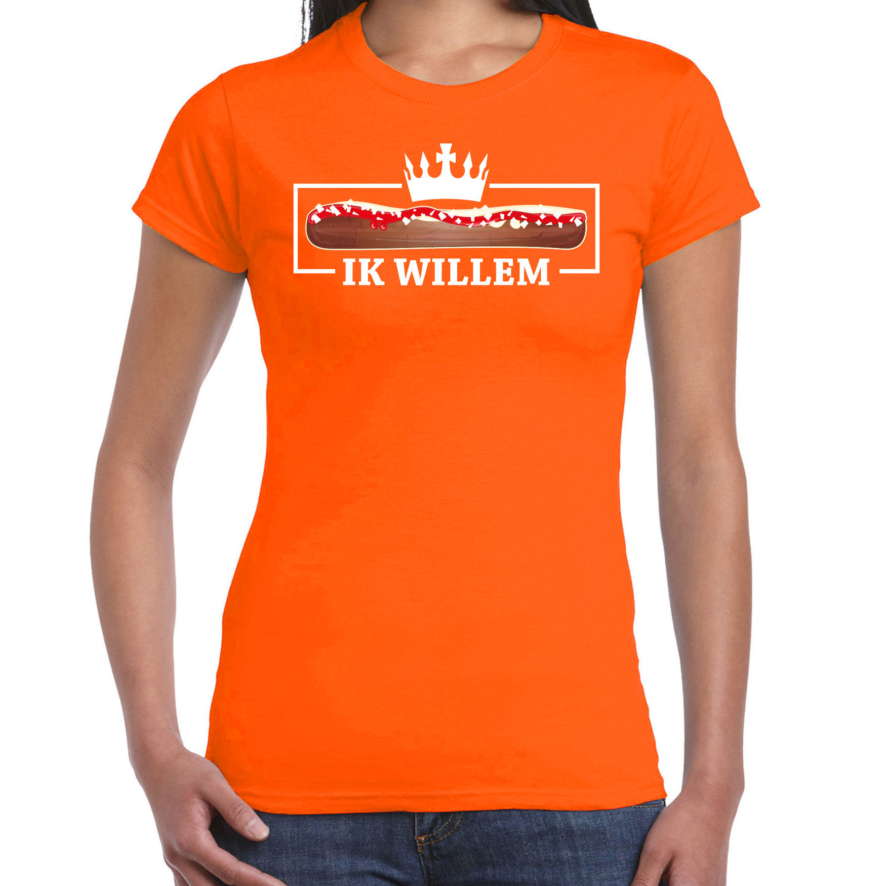 Koningsdag verkleed T-shirt voor dames - frikandel