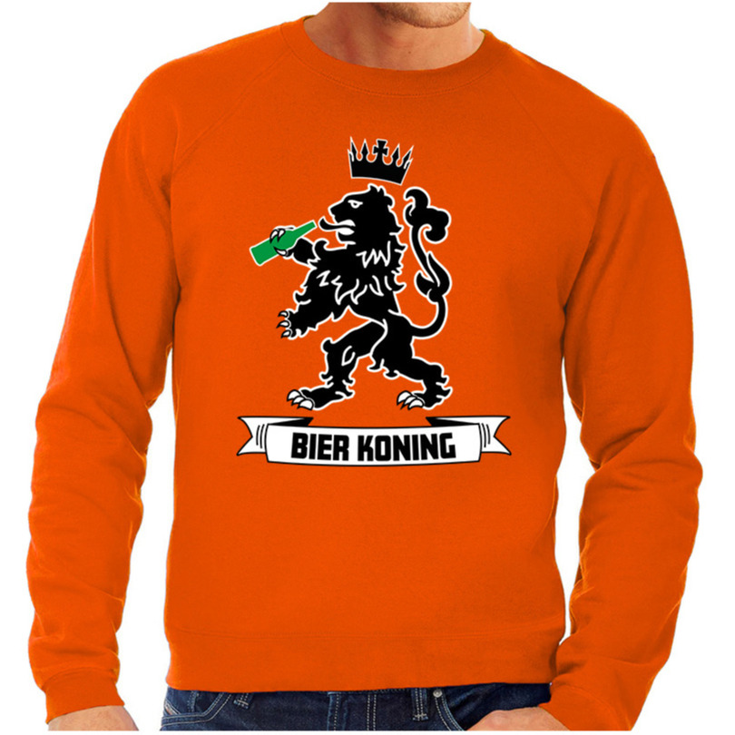 Oranje Koningsdag sweater - Bier koning - heren - trui
