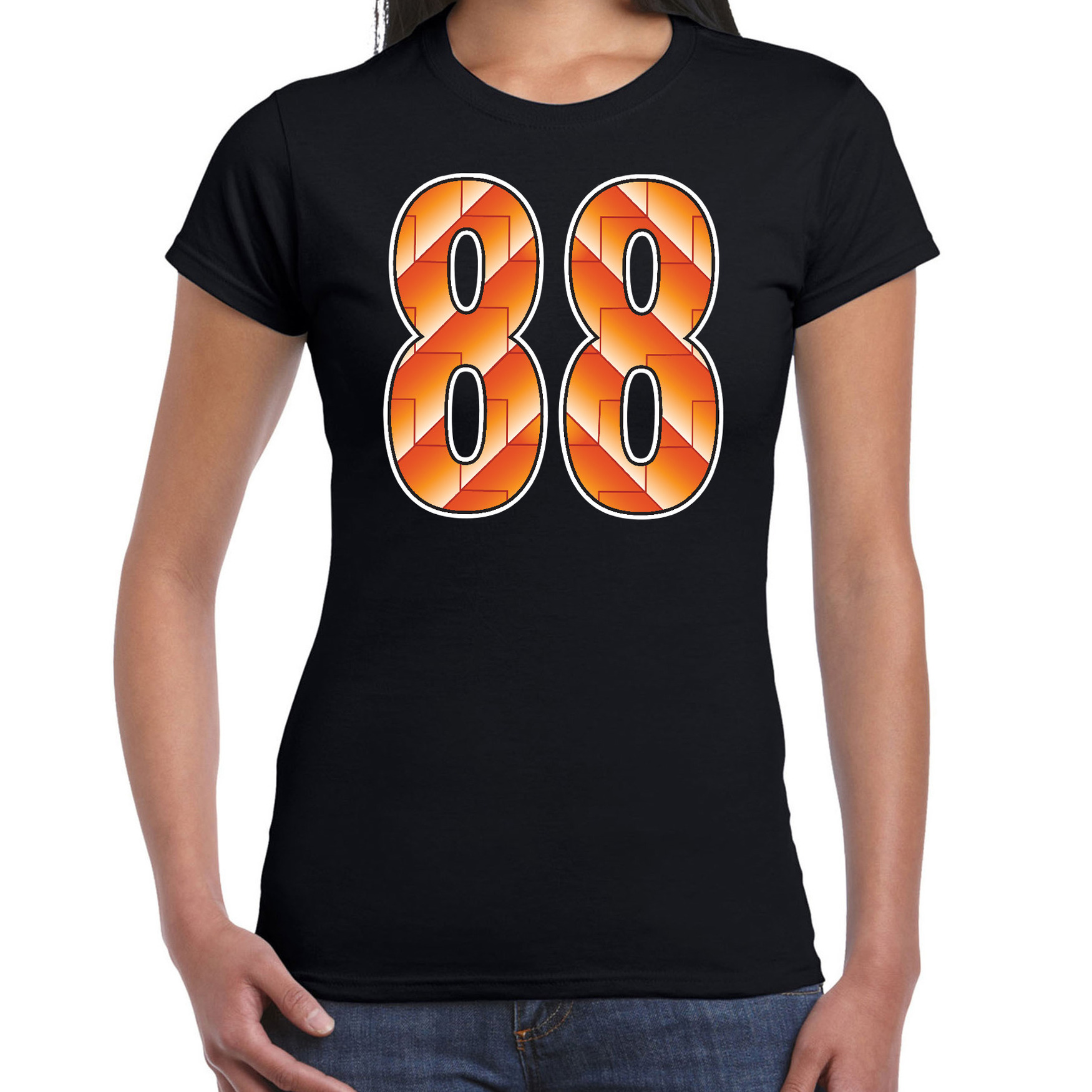 88 Holland supporter t-shirt zwart voor dames