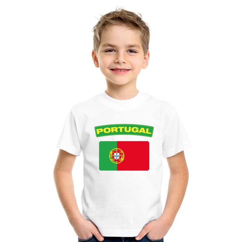T-shirt met Portugese vlag wit kinderen
