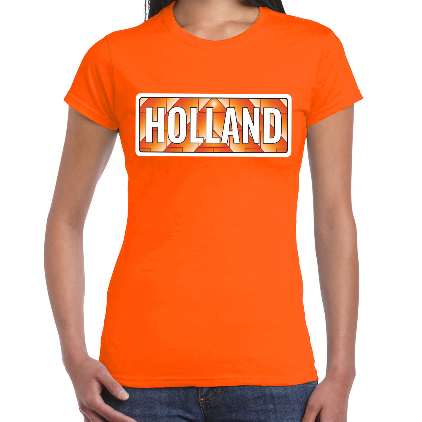 Holland / Nederland supporter t-shirt oranje voor dames