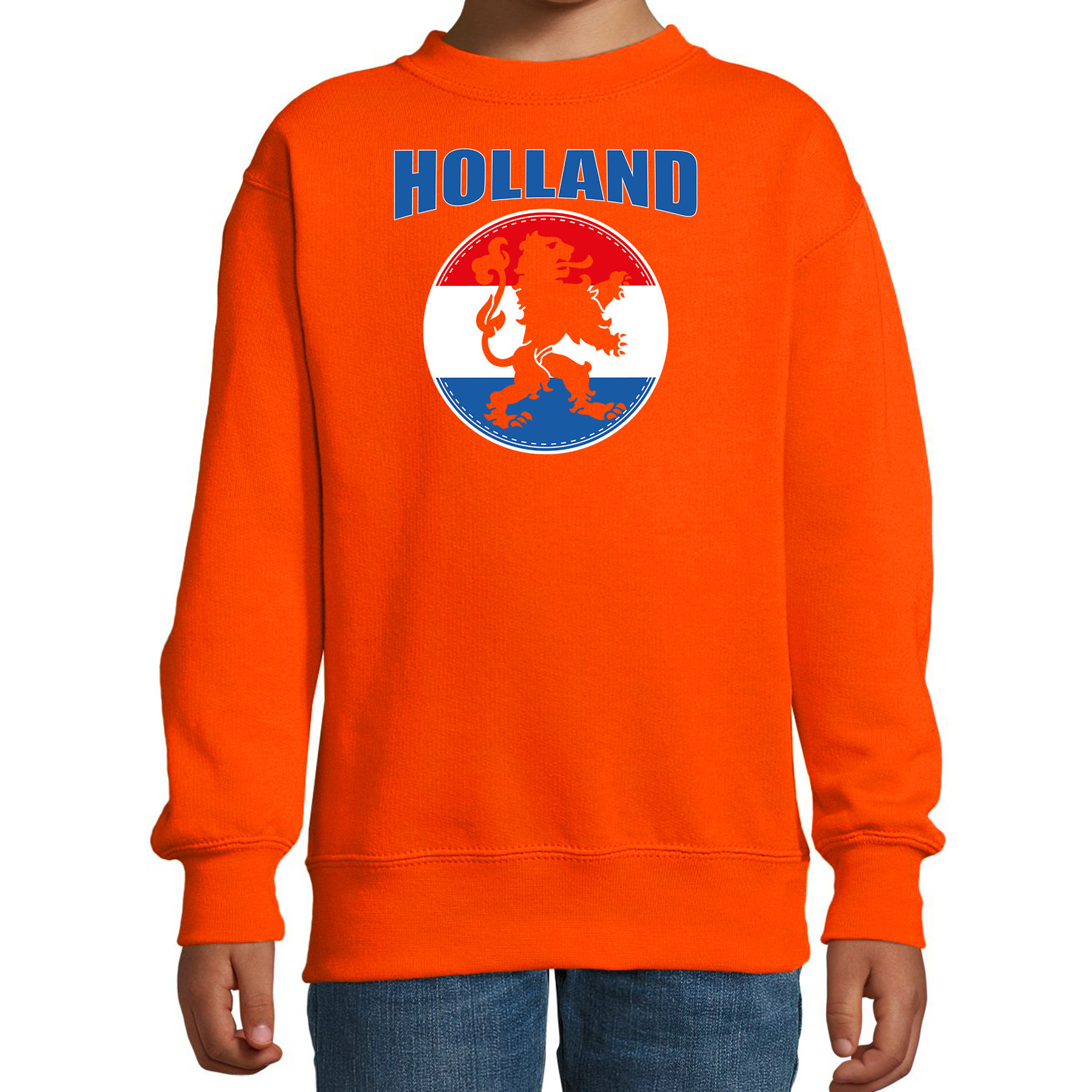 Holland met oranje leeuw oranje sweater / trui Holland / Nederland supporter EK/ WK voor kinderen