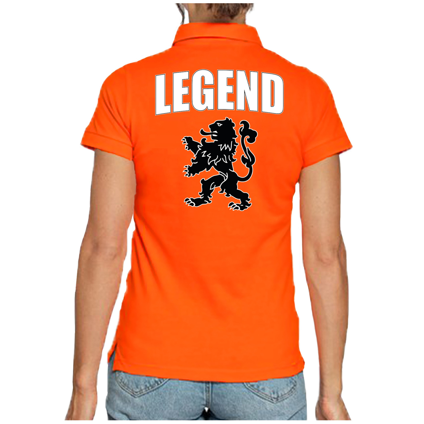 Legend Holland supporter poloshirt oranje met leeuw EK / WK voor dames