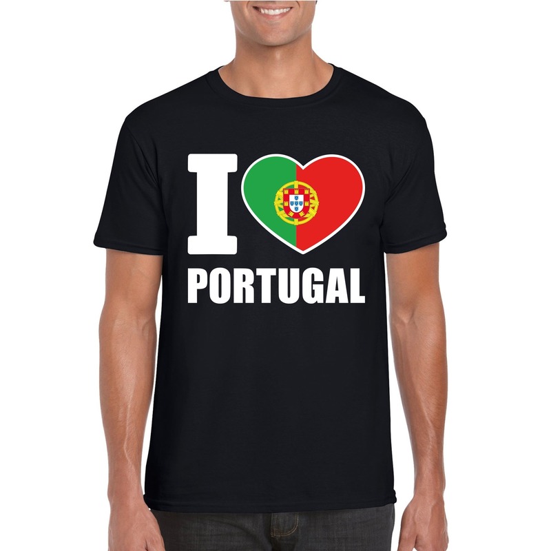 I love Portugal supporters t-shirt - zwart - voor heren - korte mouwen