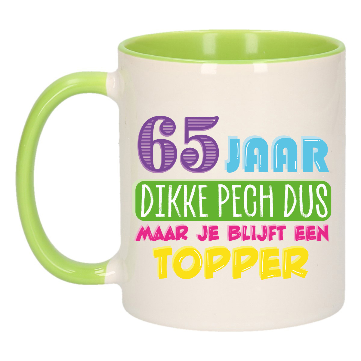 Verjaardag cadeau mok 65 jaar - groen - dikke pech dus - 300 ml - Keramiek