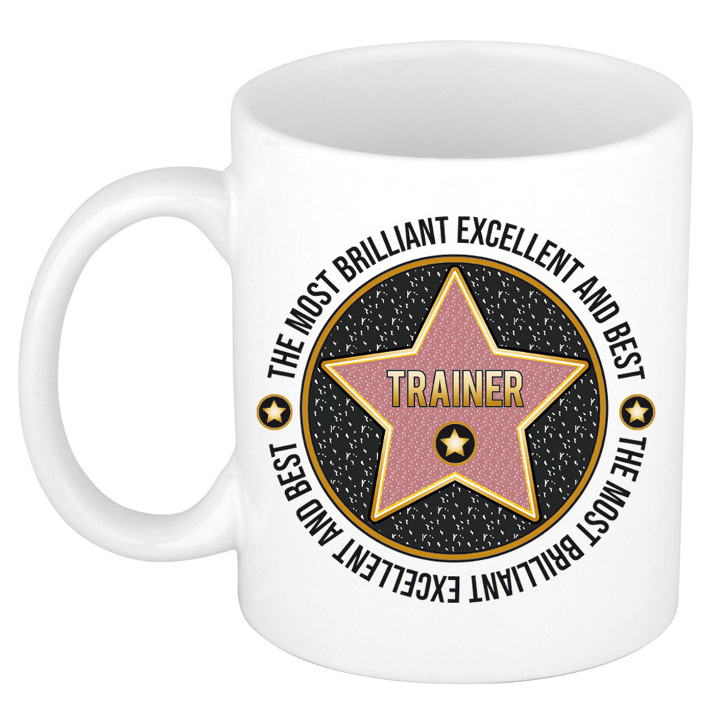 Cadeau koffiemok voor de beste trainer - walk of fame - keramiek - 300 ml