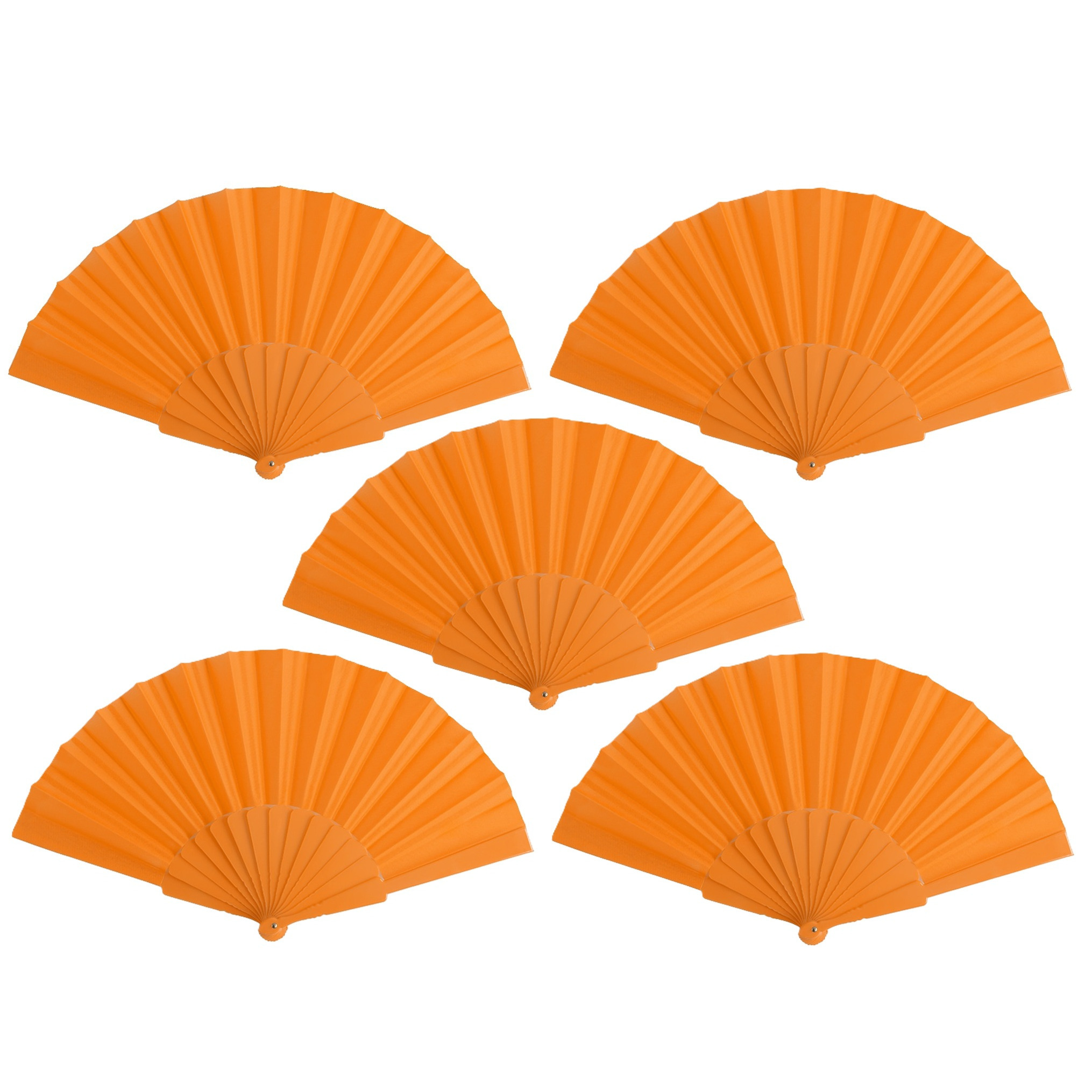 Spaanse Handwaaier - 10x - oranje - 23 x 43 cm - Verkoeling waaiers voor zomerse themperatuur