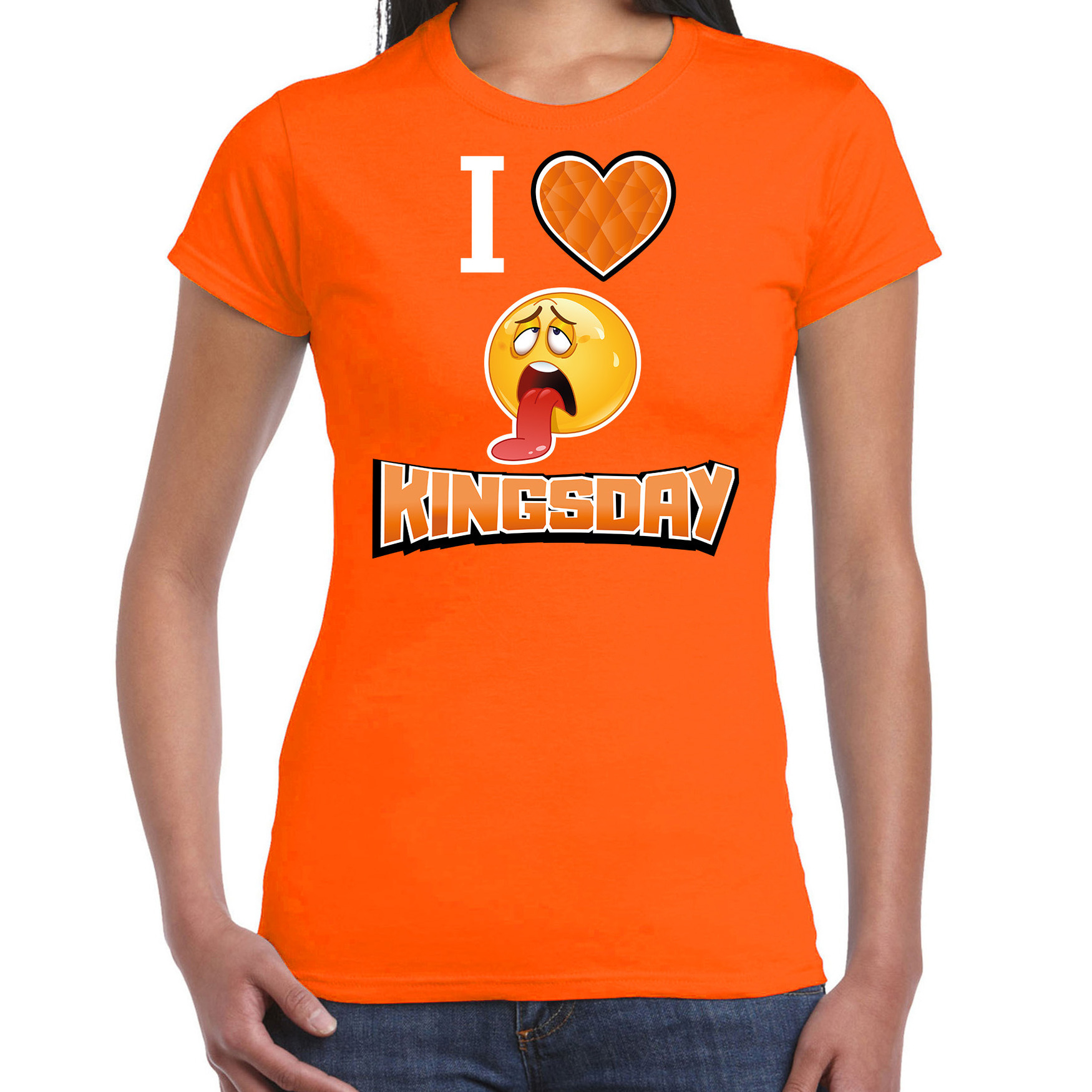 Oranje Koningsdag t-shirt - I love kingsday - dames