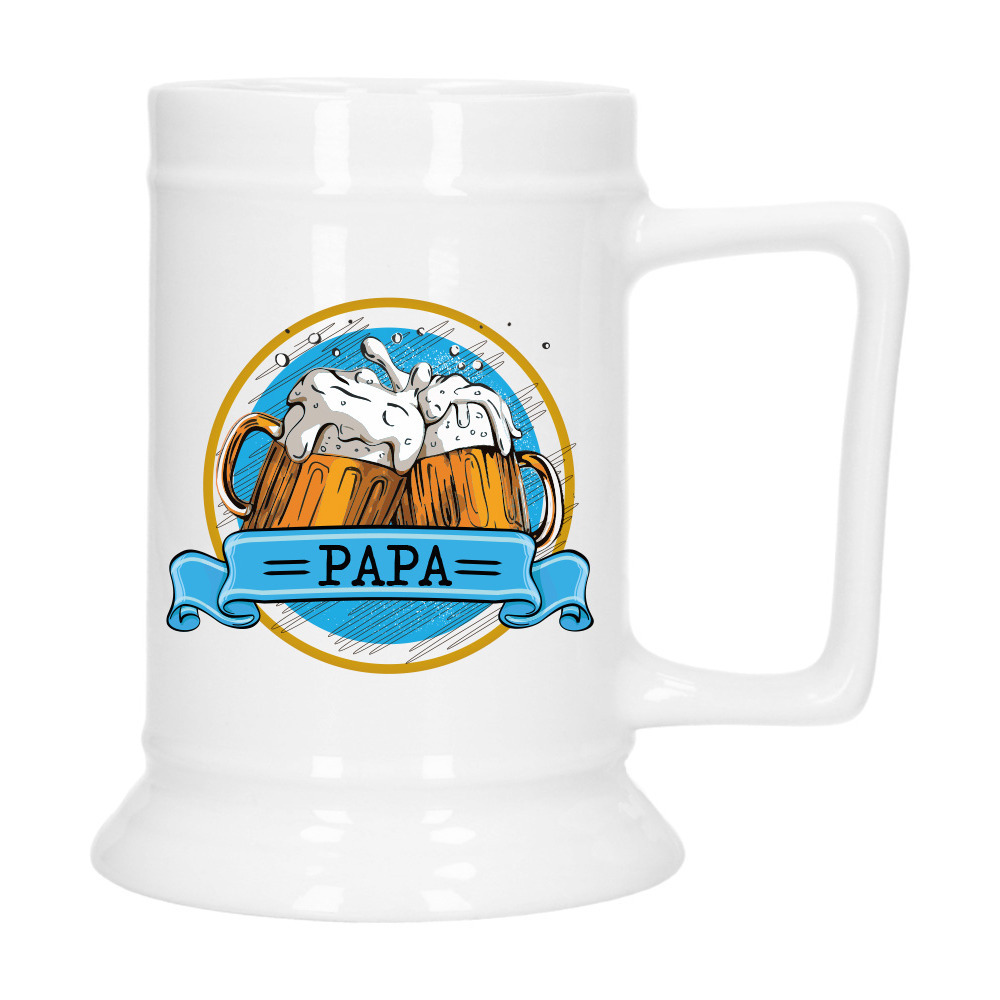 Cadeau Bierpul voor papa - blauw - keramiek - 530 ml - Vaderdag