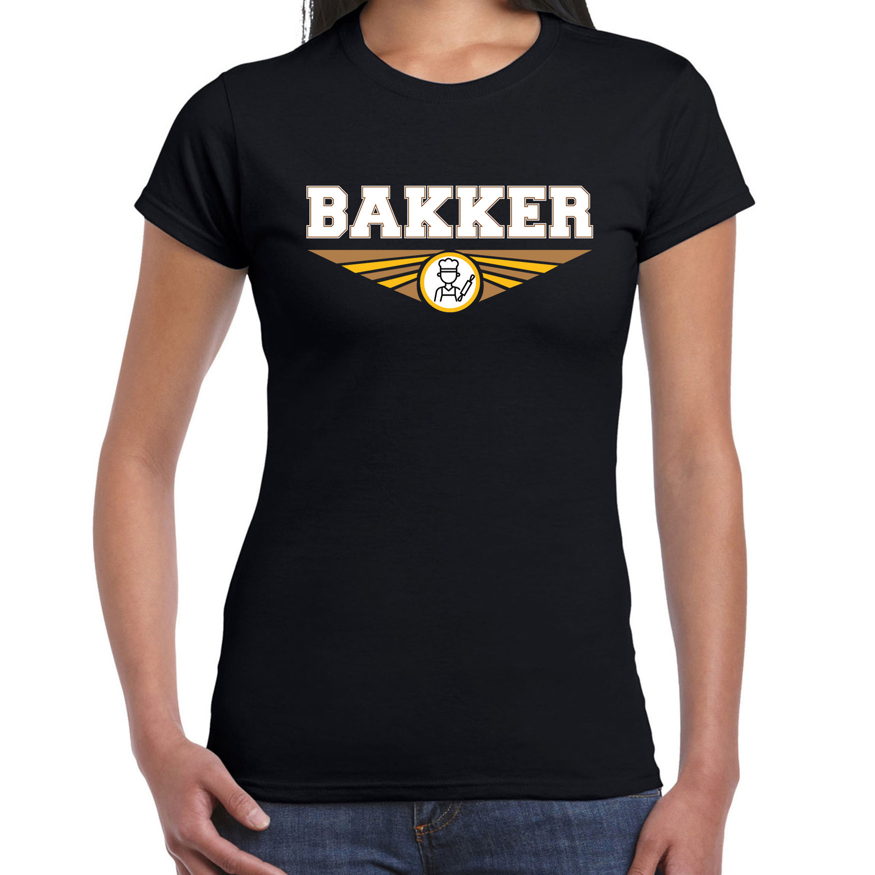 Bakker t-shirt zwart dames - Beroepen shirt