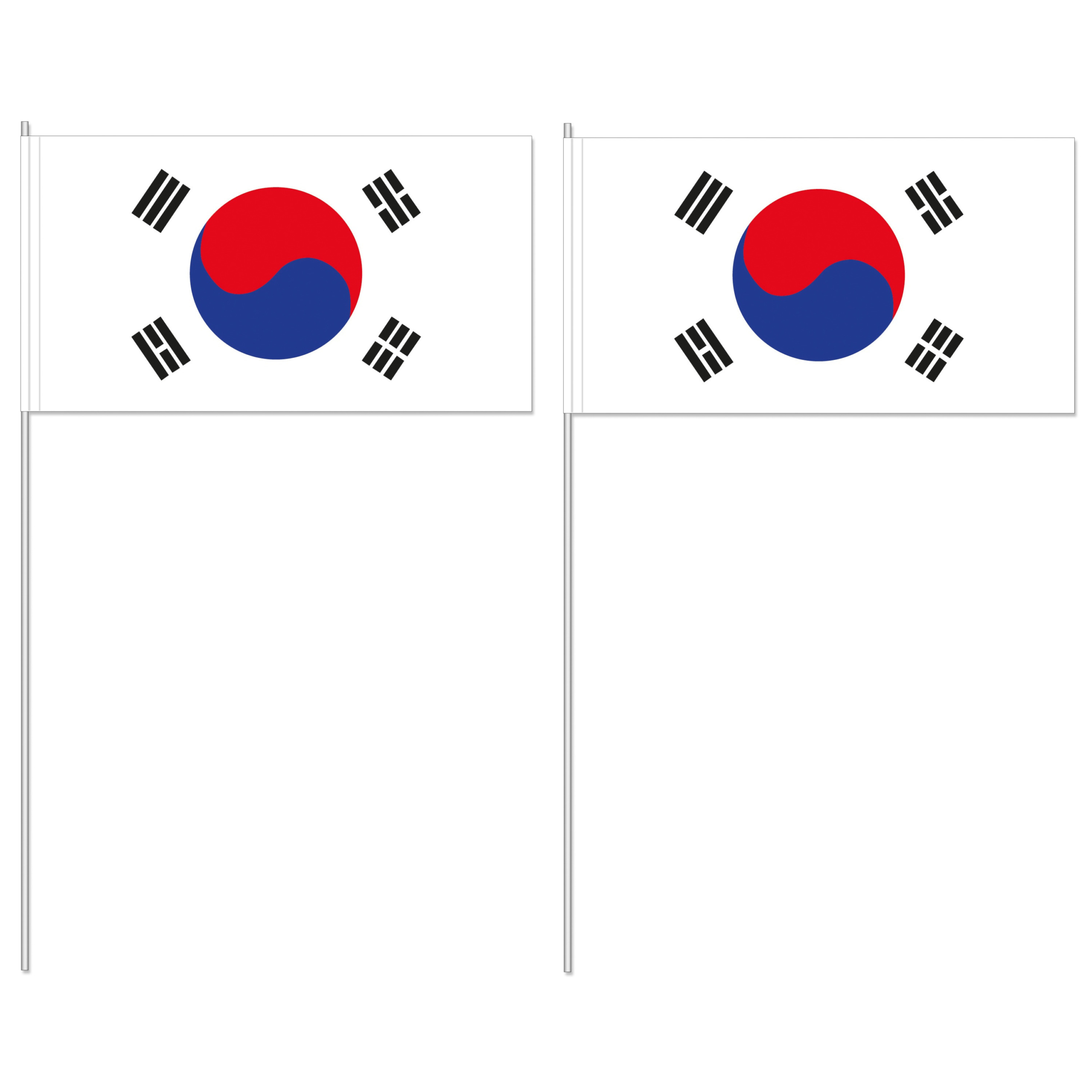 Zuid Korea zwaaivlaggetjes/handvlaggen - 10x - 12 x 24 cm - papier - stokje van 40 cm