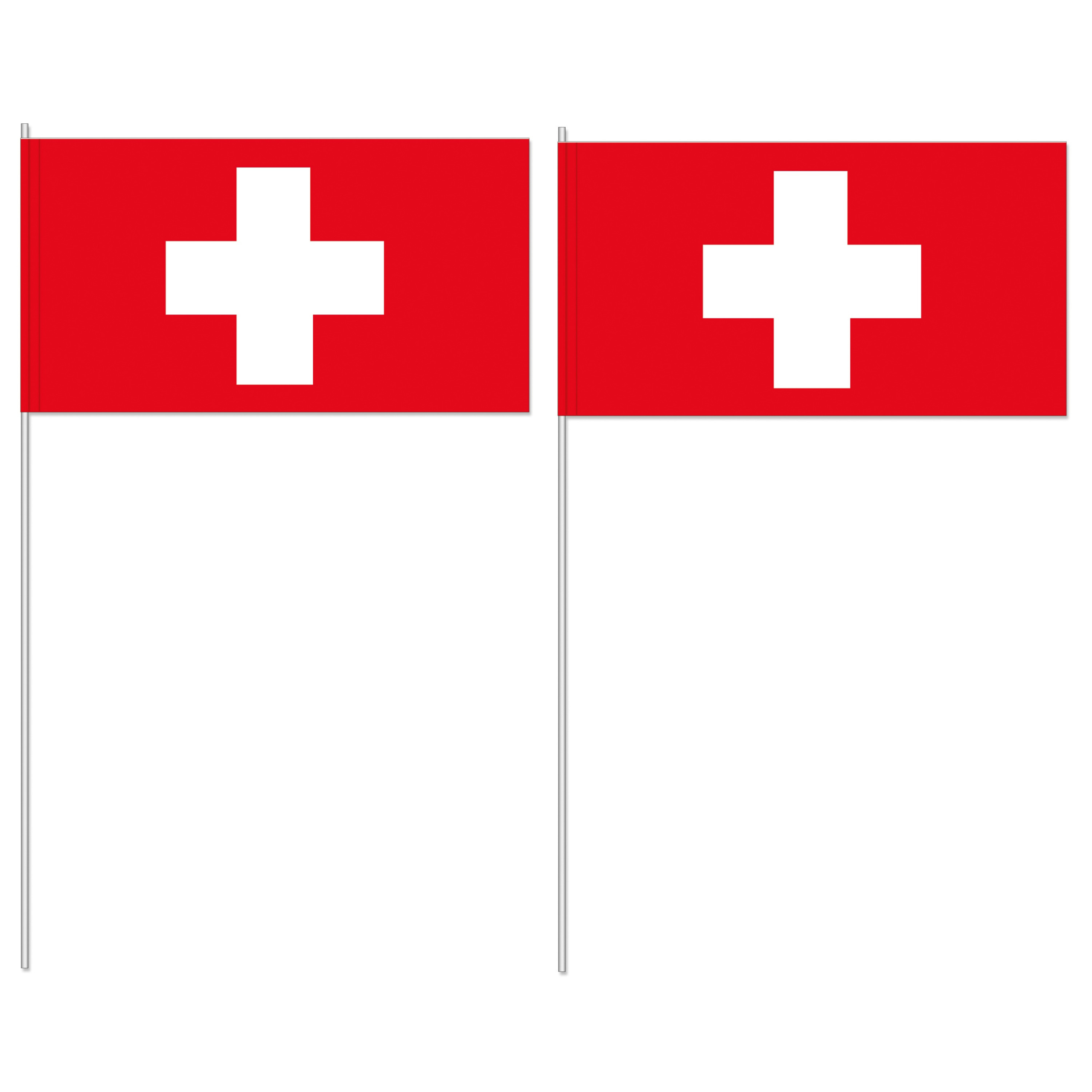 Zwitserland zwaaivlaggetjes - 10x - 12 x 24 cm - papieren vlag - met stokje 40 cm