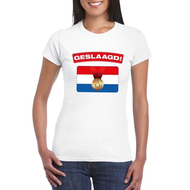 Geslaagd vlag t-shirt wit dames