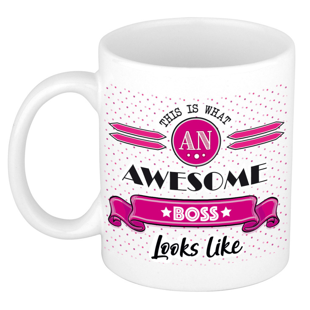 Cadeau koffiemok voor een geweldige baas - roze - keramiek - 300 ml