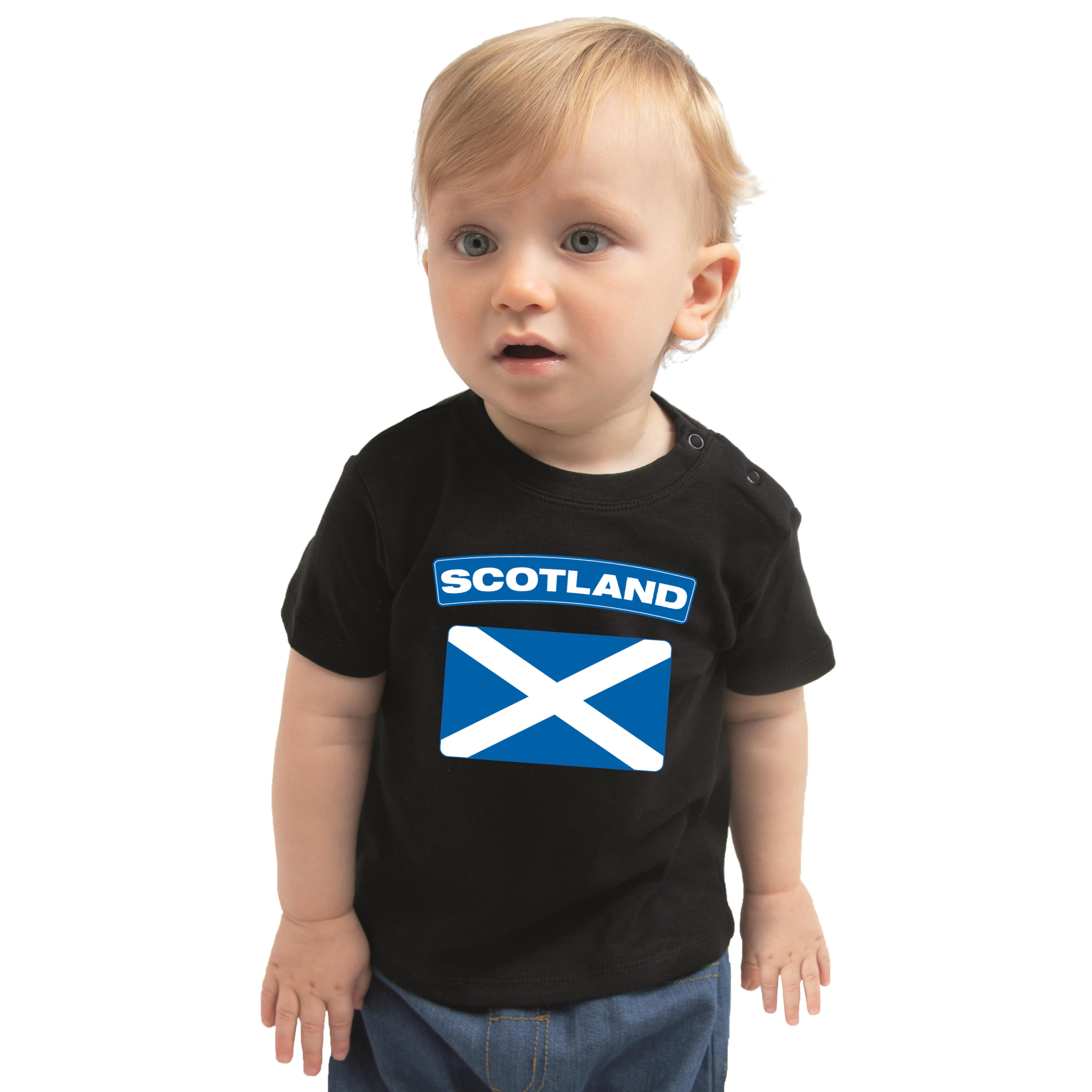 Scotland t-shirt met vlag Schotland zwart voor babys