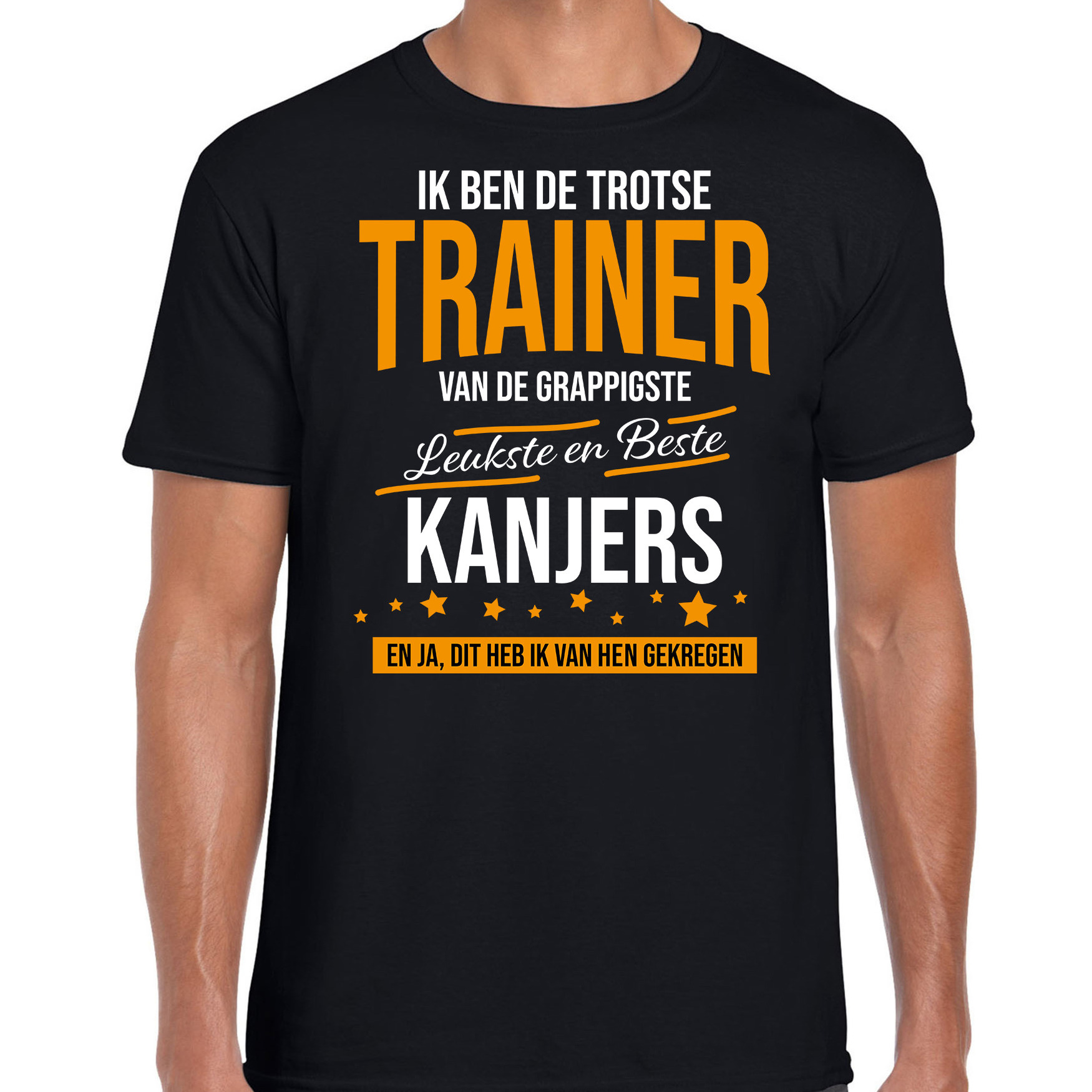 Trotse trainer van kanjers cadeau - t-shirt - zwart - voor heren - bedankje