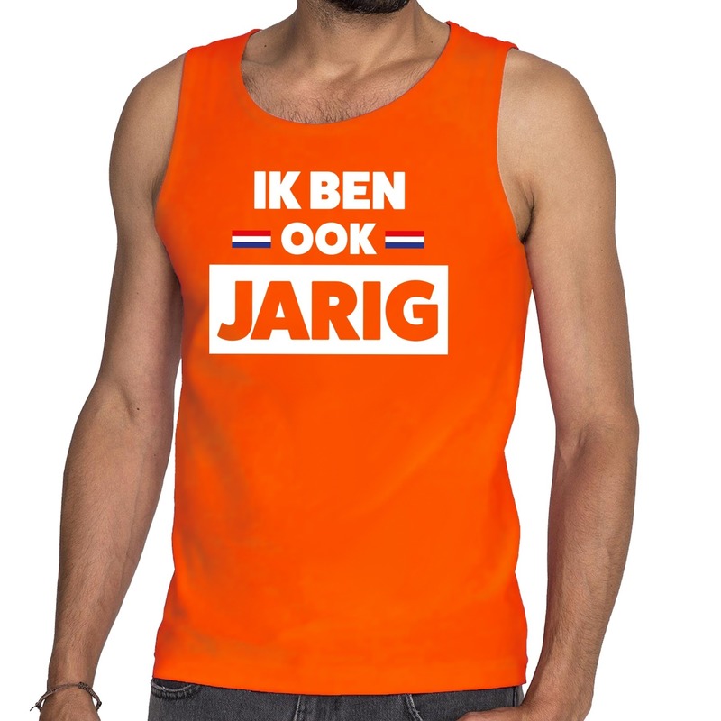 Oranje Ik ben ook jarig tanktop / mouwloos shirt voor heren