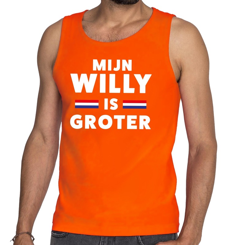 Oranje Mijn Willy is groter tanktop / mouwloos shirt voor heren