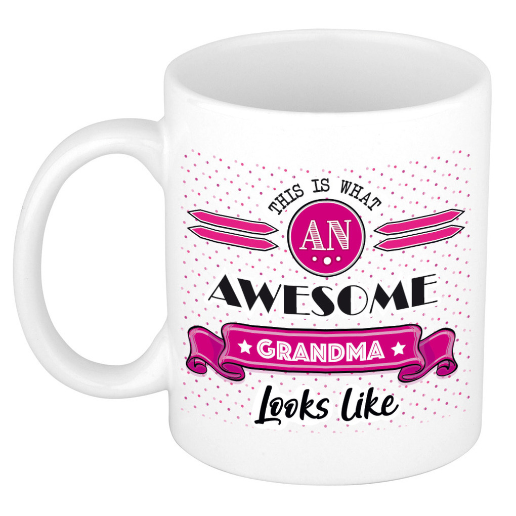 Cadeau koffiemok voor een geweldige oma - roze - keramiek - 300 ml