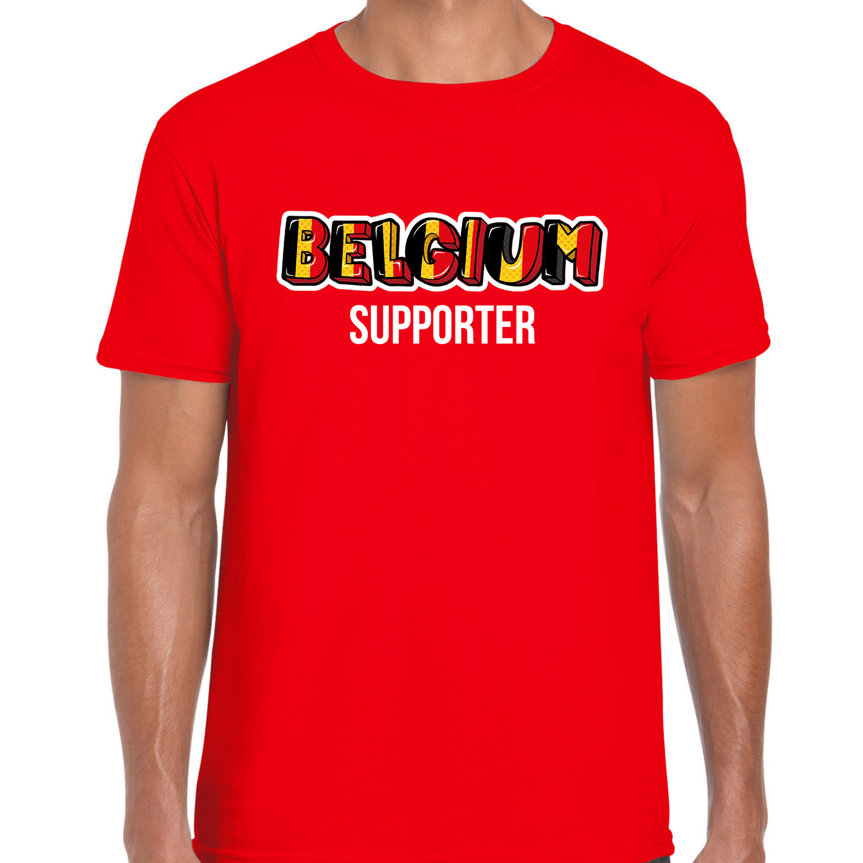 Rood t-shirt Belgium / Belgie supporter EK/ WK voor heren