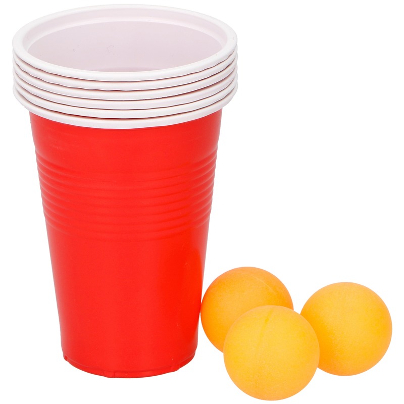 Bier pong - red cups - 9 delig - plastic - Drankspel- 2-4 spelers