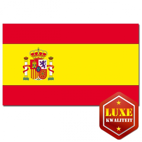 Luxe vlag Spanje met wapen - 100 x 150 cm - polyester - met ringen - landen