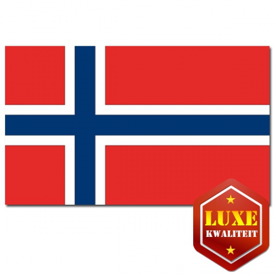 Luxe vlag Noorwegen met wapen - 100 x 150 cm - polyester - met ringen - landen
