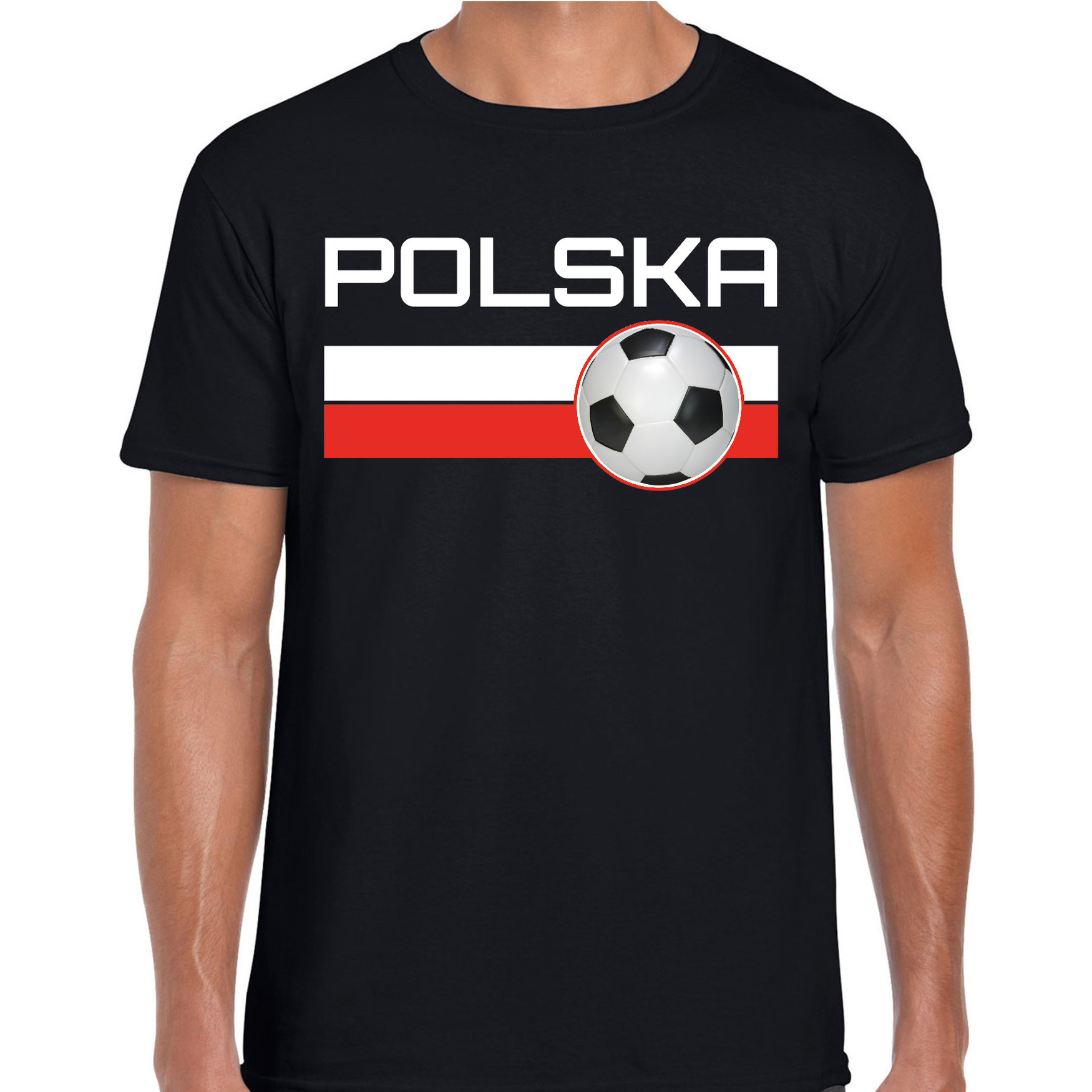 Polska / Polen voetbal / landen t-shirt zwart heren