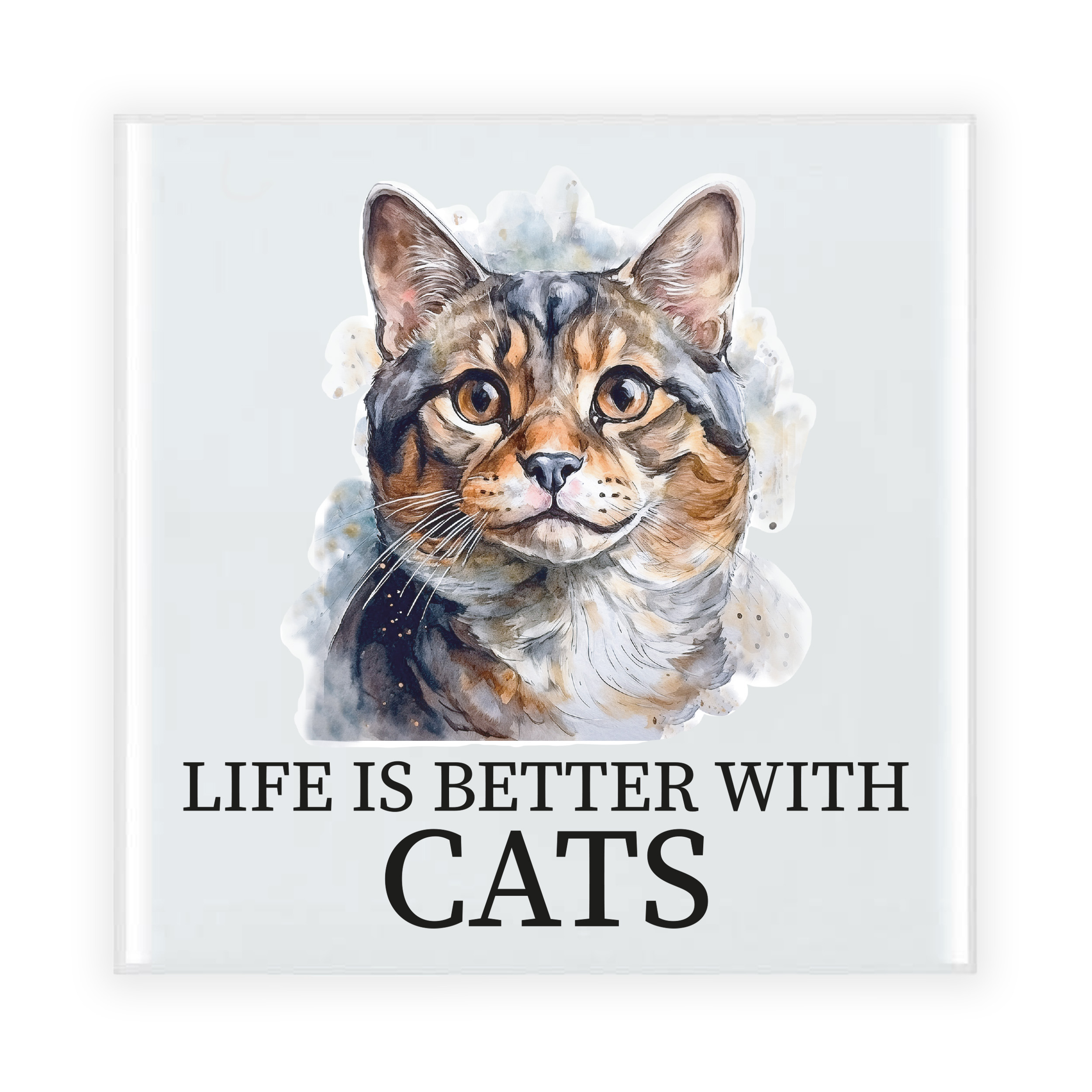 Cadeau tegel kattenliefhebber - American Curl kat/poes - keramiek - waterverf - 15 cm