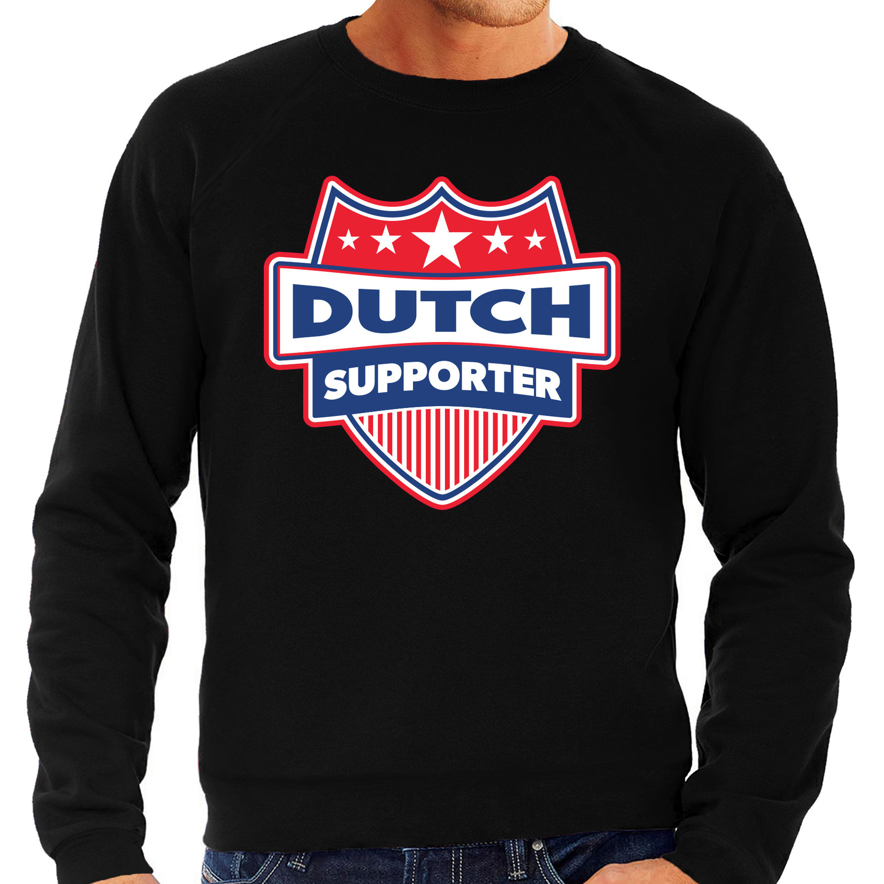 Nederland / Dutch schild supporter sweater zwart voor heren