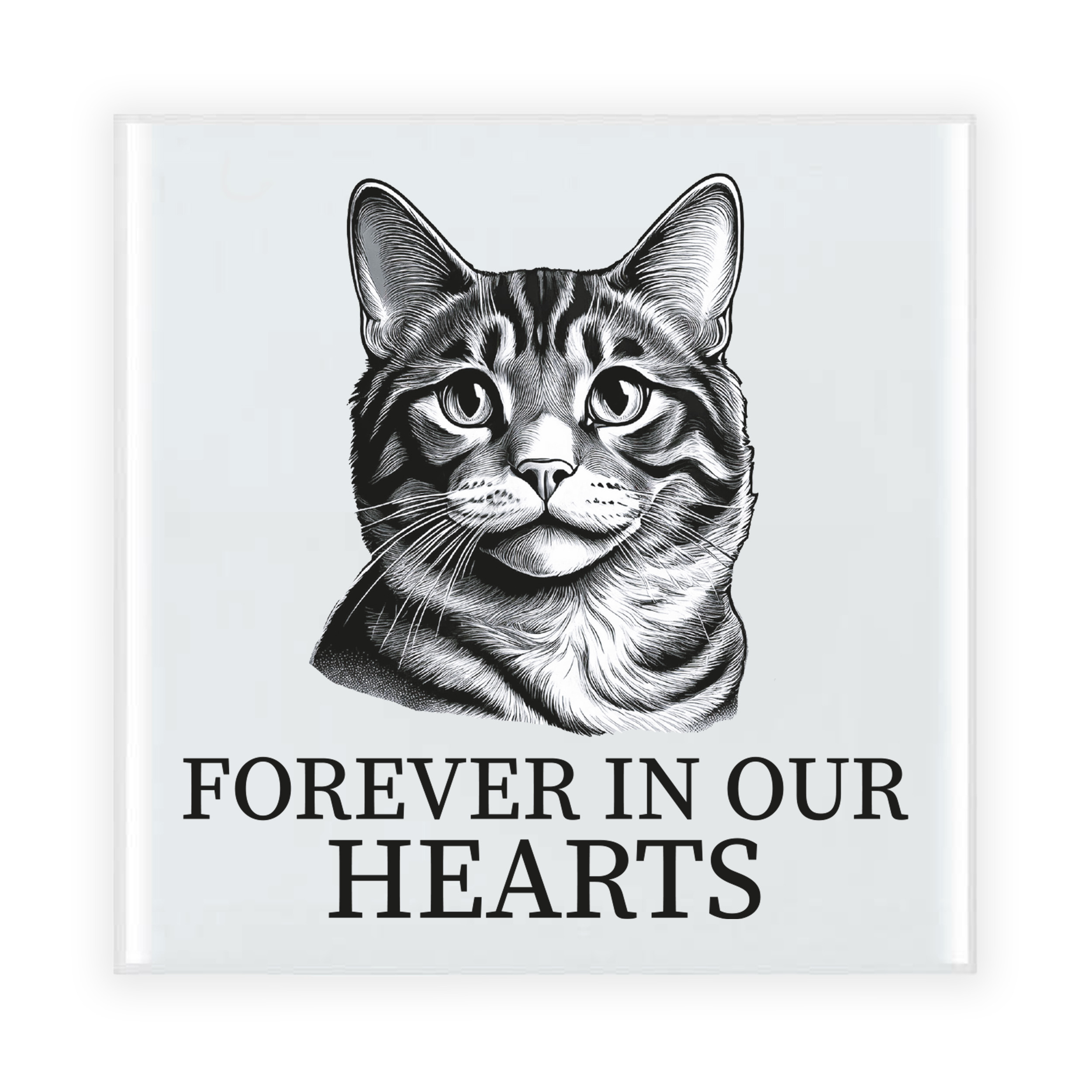 Herdenking cadeau tegel kattenliefhebber - American Curl kat/poes - zwart/wit - keramiek - 15 cm