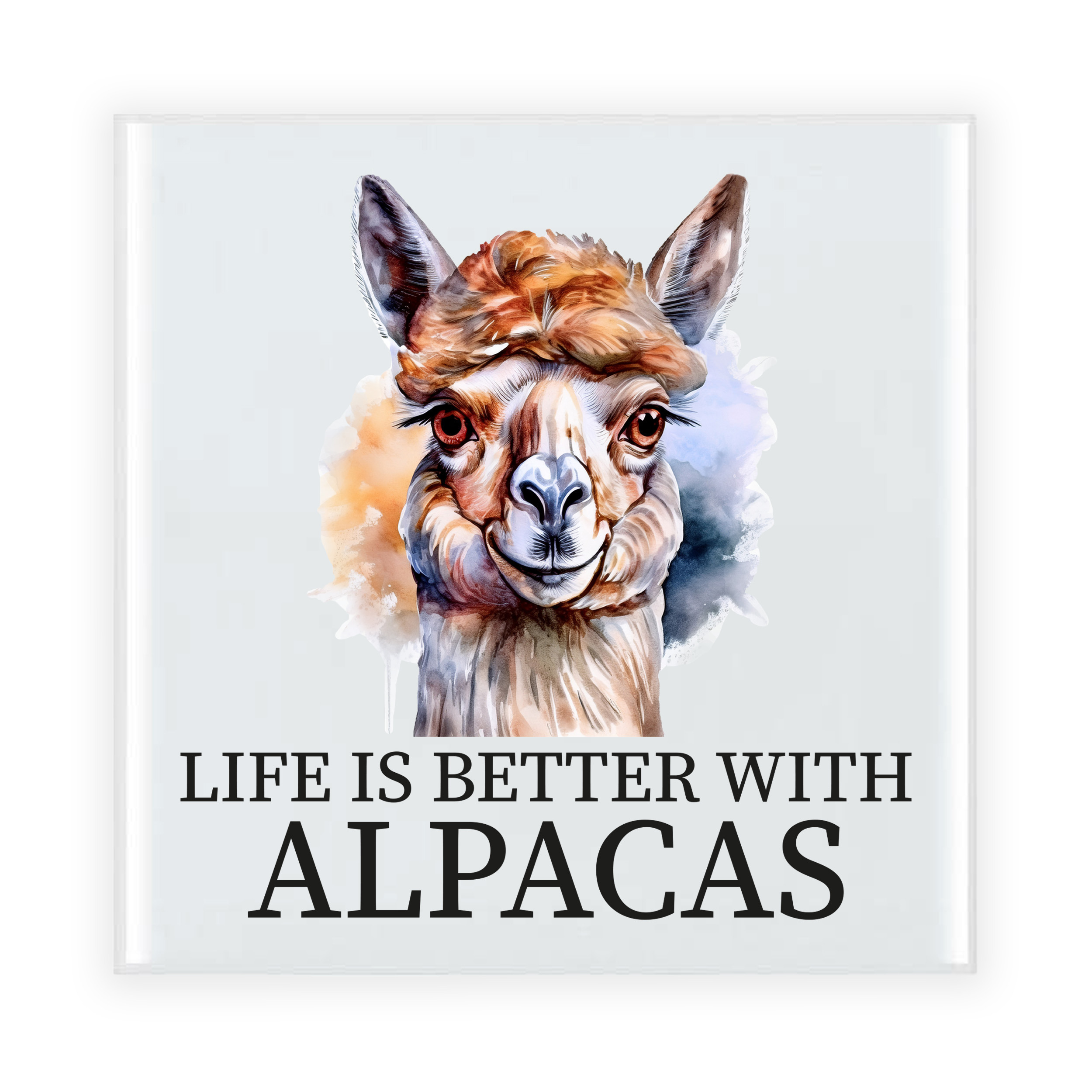 Cadeau tegel boerderijdieren liefhebber - alpaca - keramiek - waterverf - 15 cm