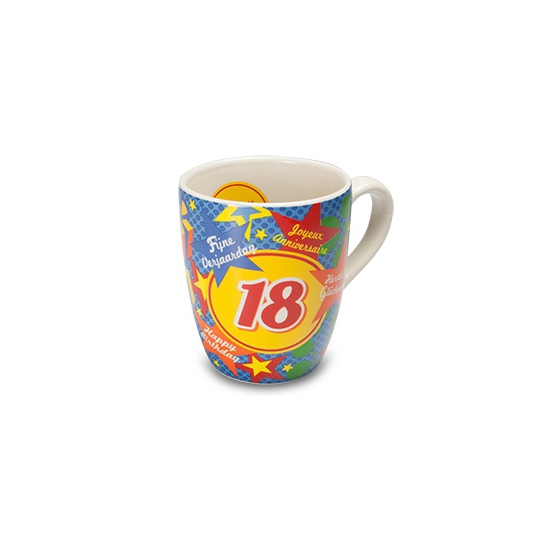 Koffie mok - Leeftijdmokken - 18 jaar - Verjaardag cadeau - 300ml - Gekleurde mok
