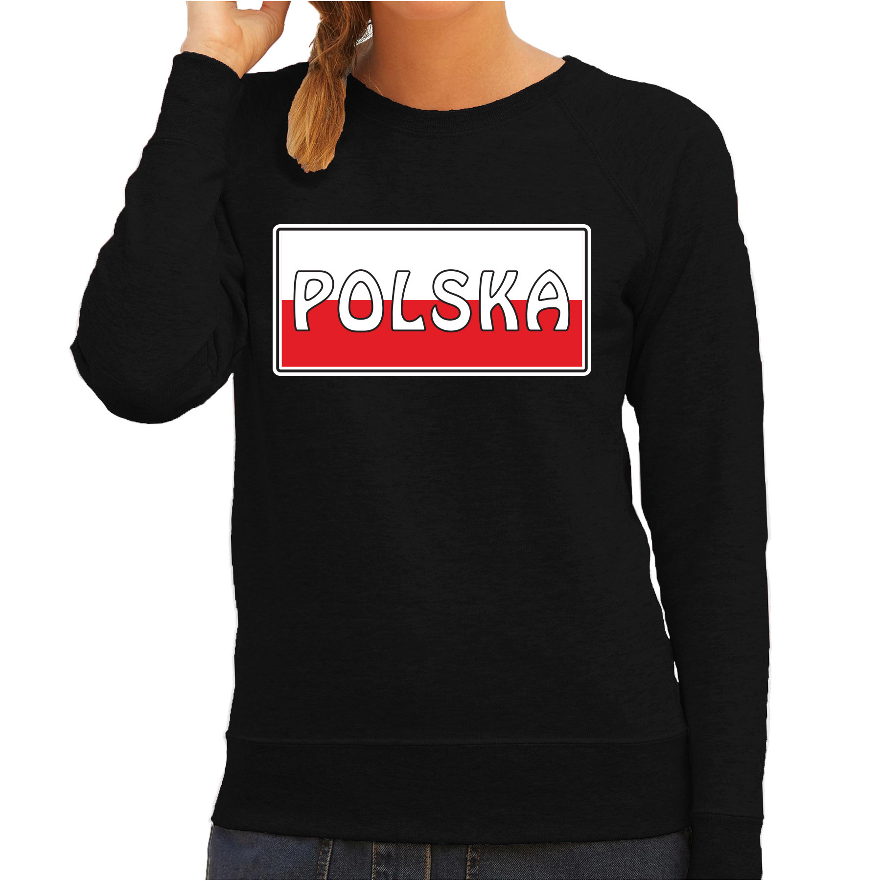 Polen / Polska landen sweater zwart dames