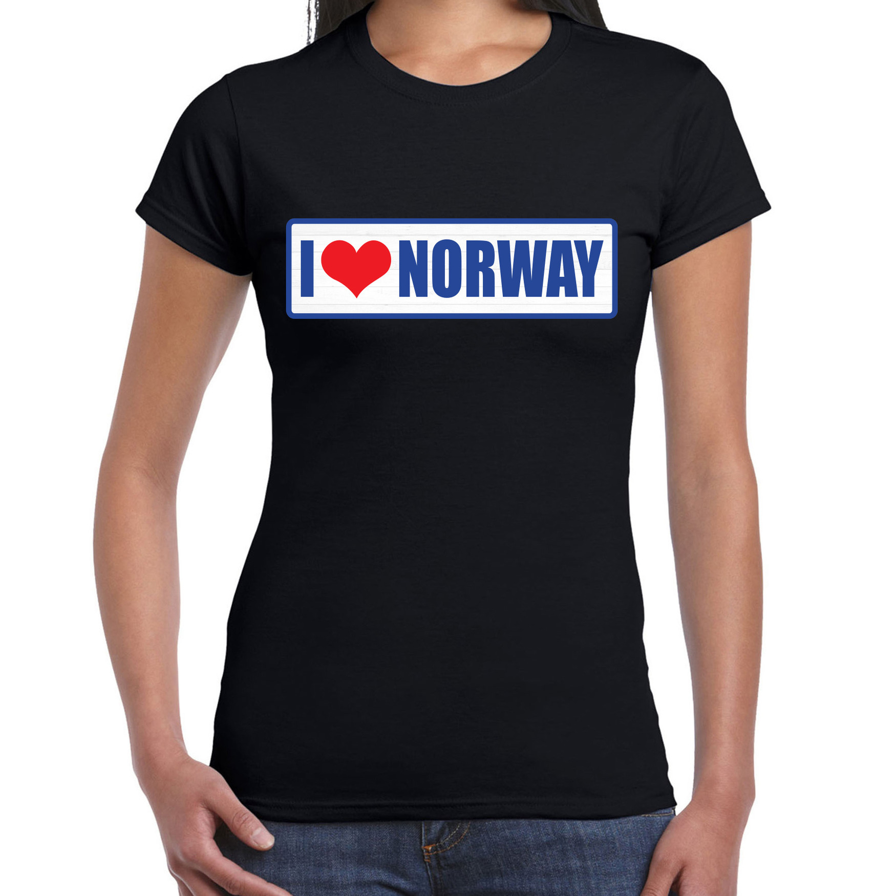 I love Norway / Noorwegen landen t-shirt zwart dames