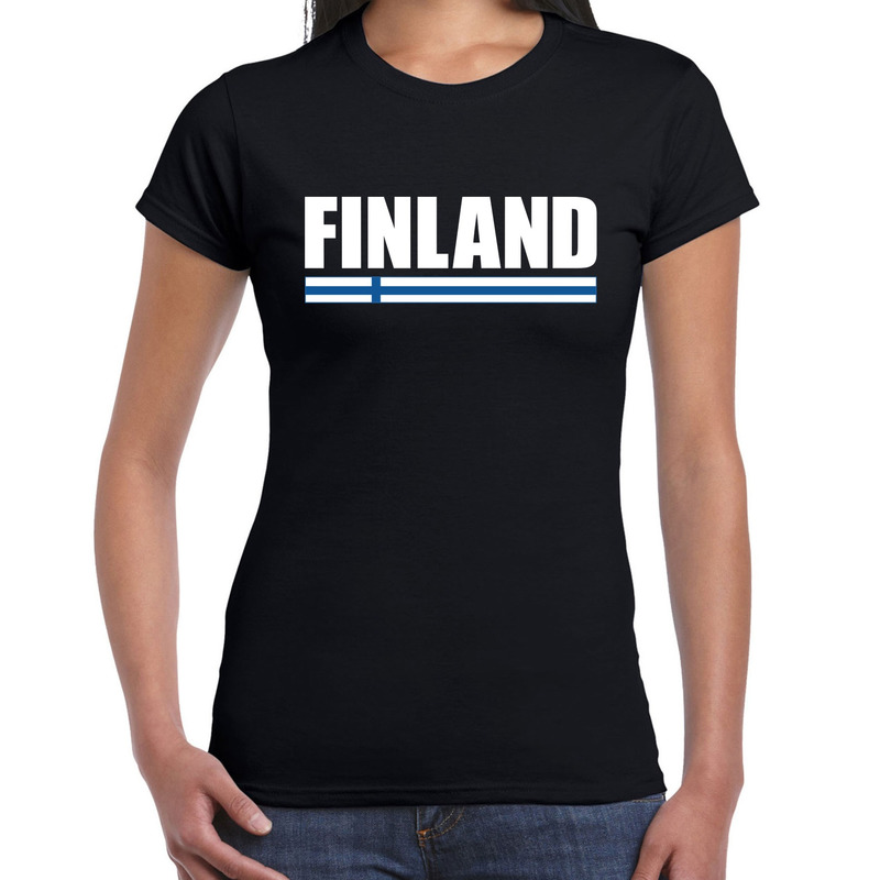 Finland supporter t-shirt zwart voor dames