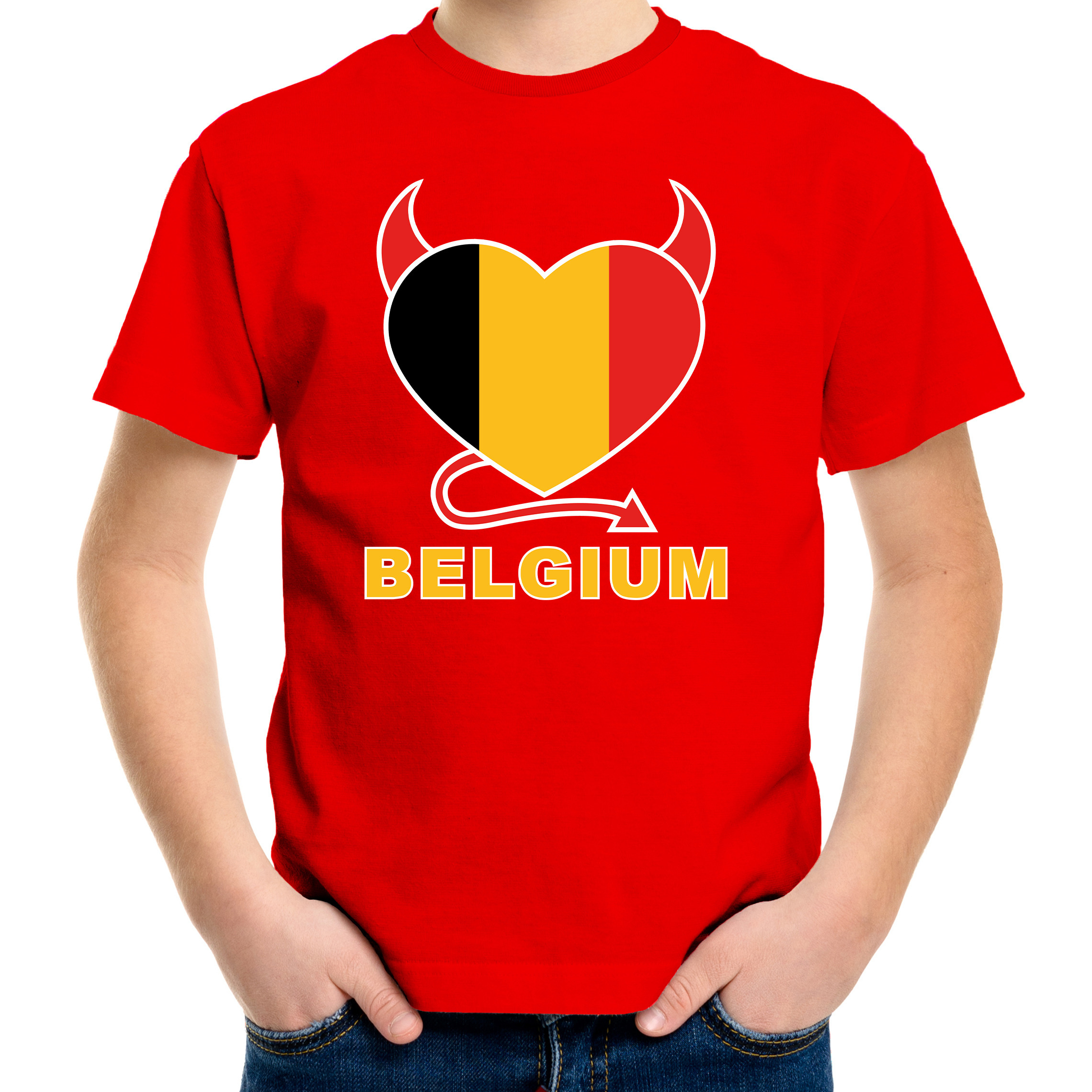 Belgium hartje - supporter t-shirt - rood - EK/ WK - voor kinderen