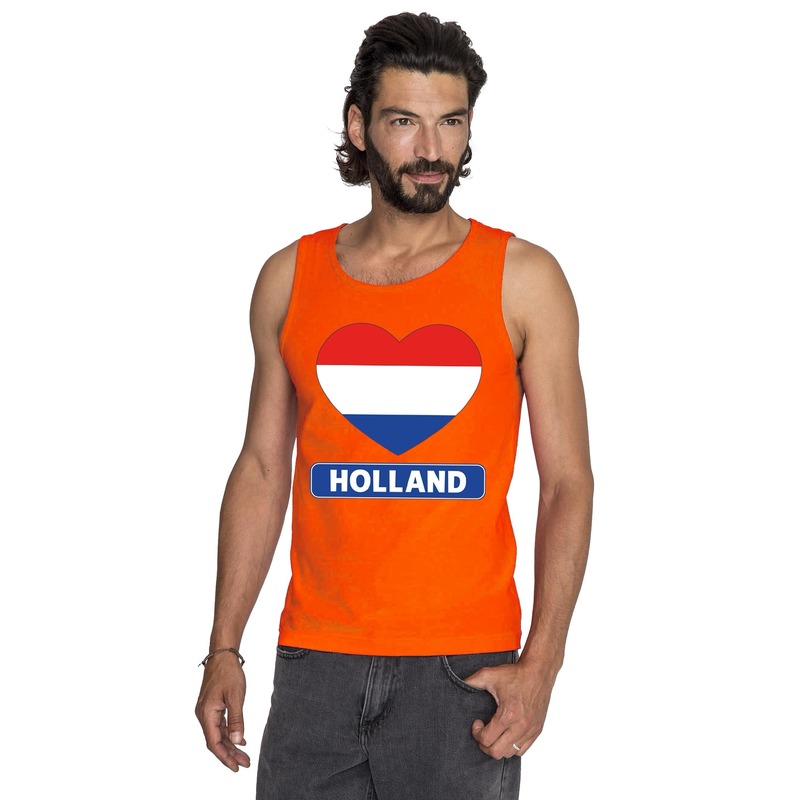 Oranje Holland hart vlag tanktop heren