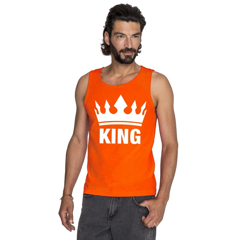 Oranje Koningsdag King tanktop heren