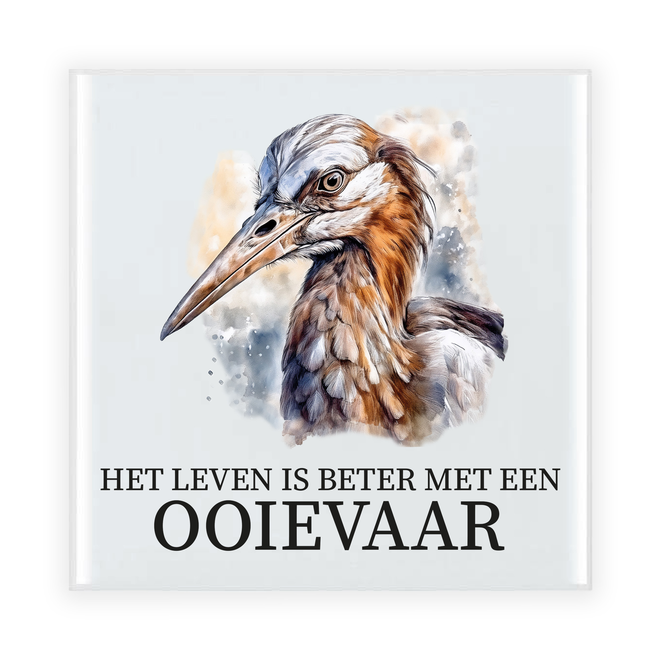 Cadeau tegel voor de familie Ooievaar - het leven is beter met een Ooievaar - keramiek - waterverf -