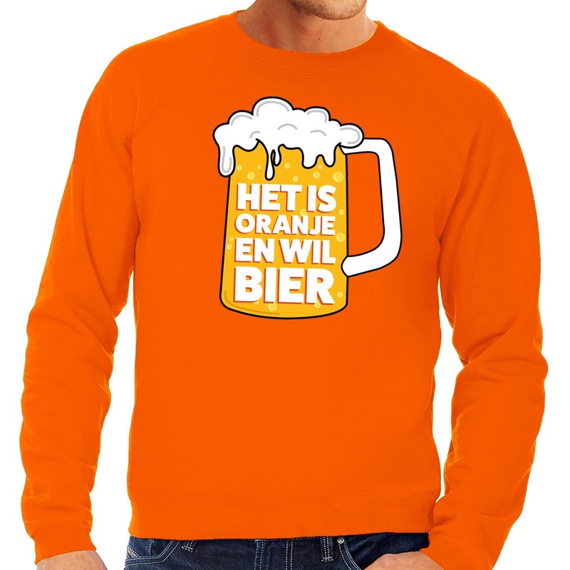 Oranje Het is oranje en wil bier sweater heren