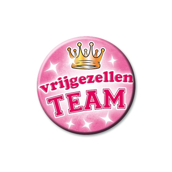 Roze vrijgezellen team button - dames - bachelor party - pre huwelijk feestje